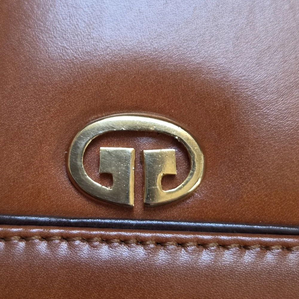 Vintage Gucci Cognac Leather Chain Shoulder Bag Envelope Clutch Purse - Picture 5 of 17